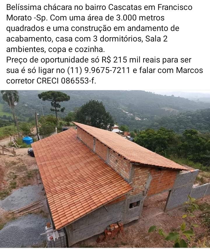 Ótima chácara no Bairro Cascata em Francisco Morato- SP- Ref: 362